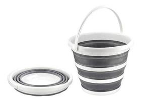 Balde Dobrável 10 Litros Cinza Plástico Retrátil