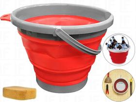 Balde Dobrável 10l Silicone Sanfonado Flexível Retrátil