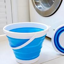 Balde Dobrável Compacto 10L Portátil Lavanderia Cozinha Alça Balde Dobrável Compacto 10L Portátil Lavanderia Cozinha Alça