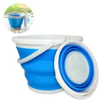 Balde Dobravel Compacto Silicone Camping Gelo Garrafas Lavanderia Agua Multiuso Flexivel 10L Azul Balde Dobravel Compacto Silicone Camping Gelo Garrafas Lavanderia Agua Multiuso Flexivel 10L Azul