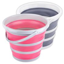 Balde dobrável Craftend 10L 2,6 galões sem BPA cinza/rosa