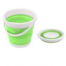 Balde Dobrável De Silicone 10 Litros Portátil Sanfonado Flash Mop Flexível Grande Ecológico Verde
