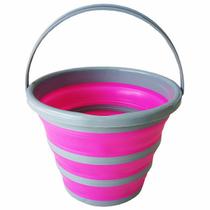 Balde Dobravel De Silicone Bompack 10L Rosa - Vendasshop