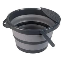 Balde Dobrável Multiuso 4L Silicone Flexível Cinza Portátil Para Limpeza