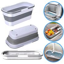 Balde Dobrável Retangular Com Rodinhas E Alça 55x25cm Para Mop Rodo 16 Litros