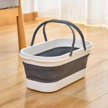 Balde Dobrável Retrátil 15L c Rodinhas Silicone Flexível Multiuso p Mop Lavanderia Pano de Chão