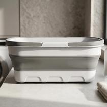 Balde Dobrável Retrátil 26 Litros Retangular Com Rodinhas e Alça Grande Silicone Portátil