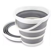 Balde Dobrável Retrátil De Silicone Redondo 15L Branco