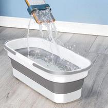 Balde Dobrável Retrátil Retangular Com Rodinhas Organização Limpeza Casa Trabalho Lazer Reforçado