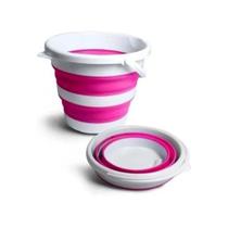 Balde Dobrável Retrátil Sanfonado Multiuso Silicone 10L Rosa Balde Dobrável Retrátil Sanfonado Multiuso Silicone 10L Rosa