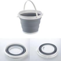 Balde Dobrável Silicone 10 Litros Portátil Cinza Balde Dobrável Silicone 10 Litros Portátil Cinza