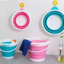 Balde Dobrável Silicone Vasilha Alça Cesto Bacia Casa Roupa Recipiente Redondo Lava Enncolher Balde Dobrável Silicone Vasilha Alça Cesto Bacia Casa Roupa Recipiente Redondo Lava Enncolher