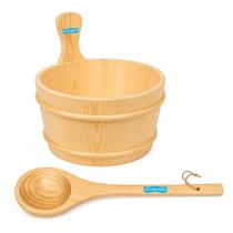 Balde e Concha de Madeira para Sauna Seca Sodramar Balde e Concha de Madeira para Sauna Seca Sodramar