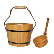 Balde e Concha de Madeira para Sauna Seca - Sodramar Balde e Concha de Madeira para Sauna Seca - Sodramar