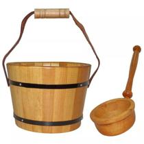 Balde e Concha Em Madeira Para Sauna Seca Sodramar Oferta