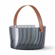 Balde Elegante em Acrílico com Alça de Couro - Estilo e Praticidade para Suas Bebidas!
