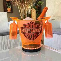 Balde Em Acrílico Harley Davidson Laranja 4,5 L Com 2 Taças