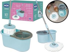Balde Esfregão Giratório Mop Refil Com Alça Cor Azul Mor 008298