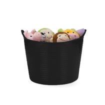 Balde Flexivel Cesto Preto Organizador Roupas Brinquedos 25L