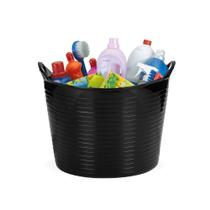 Balde Flexivel Cesto Preto Organizador Roupas Brinquedos 30L