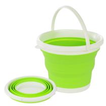 Balde Flexivel Silicone Dobravel Cesto Portátil Flash Mop 10L Grande Para Roupa Agua Gelo Multiuso Verde
