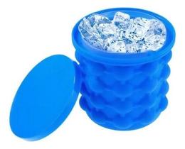 Balde Forma Gelo Silicone Porta Garrafa Ice Magic Cube Lata Cor Azul