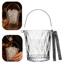 Balde Gelo de Vidro com Pegador e Alça em Aço Inox Diamond 1 Litro Lyor Para Whisky Bebidas