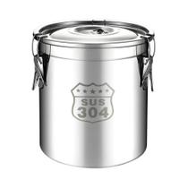 Balde Grande De Aço Inoxidável Para Armazenamento De Alimentos Com Tampa Hermética E Alças Para Balde Grande De Aço Inoxidável Para Armazenamento De Alimentos Com Tampa Hermética E Alças Para