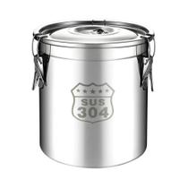 Balde Grande De Aço Inoxidável Para Armazenamento De Alimentos Com Tampa Hermética E Alças Para Balde Grande De Aço Inoxidável Para Armazenamento De Alimentos Com Tampa Hermética E Alças Para