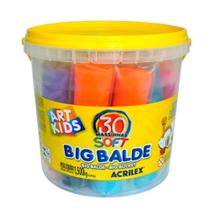 Balde massa de modelar Acrilex art kids com 30 cores