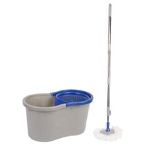 Balde Mop Com Esfregão Giratório De Limpeza 8L Cinza/azul