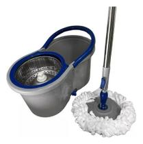 Balde Mop Esfregão Giratório De Limpeza Eficiente 8 Litros Cinza Azul Balde Mop Esfregão Giratório De Limpeza Eficiente 8 Litros Cinza Azul