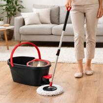 Balde Mop Giratório 13L Duas Águas Inox Com Pedal Esfregão