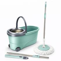 Balde Mop Giratório Inox 12L Duas Águas Rodinhas Reforçado