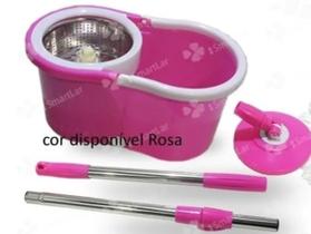 Balde Mop mágico giratório Cesto Inox +2 Refis-pink Balde Mop mágico giratório Cesto Inox +2 Refis-pink