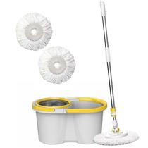 Balde Mop MAX Esfregão Com Cesto Inox Cabo 1,60 Metros Com 3 Refis 2XMicrofibra, 1XLimpeza Pesada