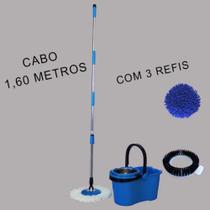 Balde Mop Pro 360 Com Centrifuga Inox Removível E Dreno Cabo 1,60m - Azul - PERFECT