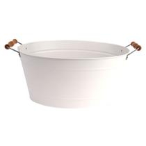 Balde Organizador Farmhouse Aço Galvanizado Branco 38,5cm - ACASA