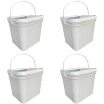 Balde Para Algodão E Cotonete Retangular 3.6L - 4 Pçs