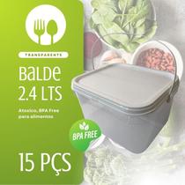 Balde para arroz e feijao 2.4 Litros Transparente 15 Pçs