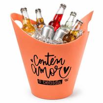 Balde para Bebidas em Plástico Decorativo Amor e Bebida - Balde para Bebidas em Plástico Decorativo Amor e Bebida -