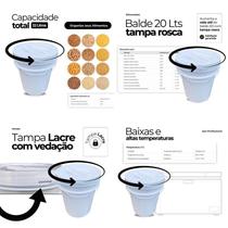 Balde Para Doces 20L Tampa De Rosquear - Kit 11 Pçs