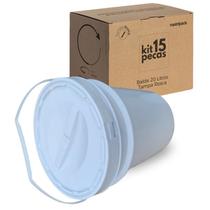 Balde Para Ervas 20L Tampa De Rosquear - Kit 15 Pçs