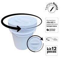 Balde Para Éter 20 Litros E Tampa Rosca - Kit 12 Pçs