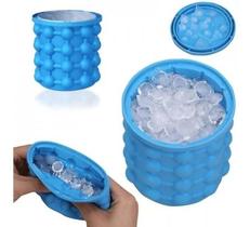 Balde Para Fazer Gelo Cubos Rápido Silicone Azul Porta Latas