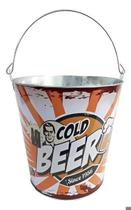 Balde para gelo bebidas festa drinks champagne de aço com alca e estampa r.01894