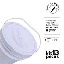 Balde Para Graxas De 20L Alça E Tampa Rosca - Kit 13 Pçs