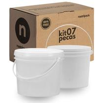 Balde Para Hamburguer 1.8 Litros Branco 7 Pçs Balde Para Hamburguer 1.8 Litros Branco 7 Pçs