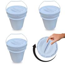 Balde Para Lavanderia 20L Tampa De Rosquear - Kit 3 Pçs