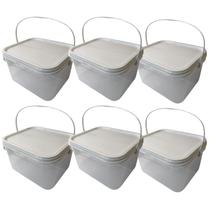 Balde Para Massa Com Tampa Lacre Transparente 2.4L-Kit 6 Pçs